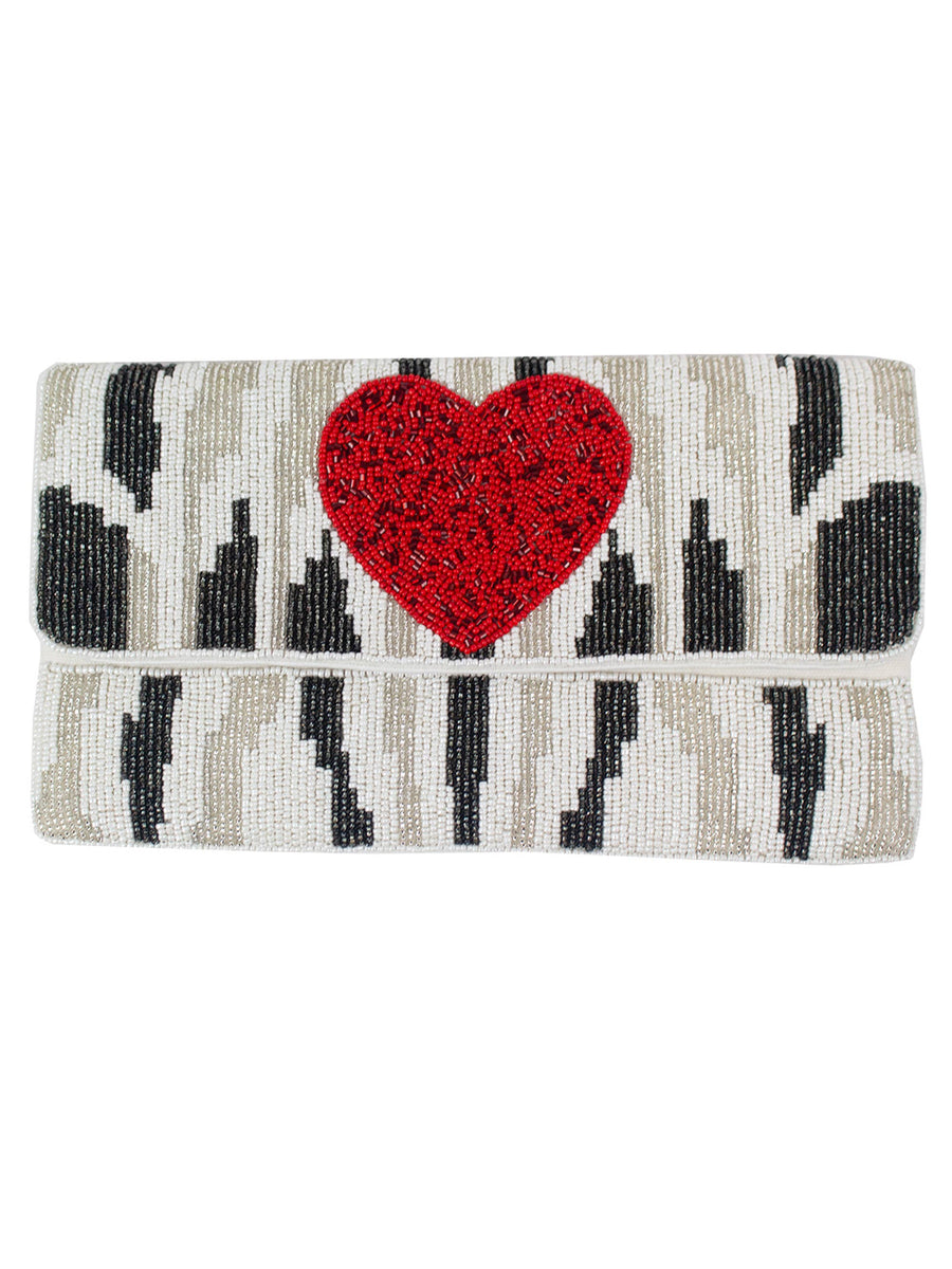 Red Heart Beaded Clutch LAC-SS-795