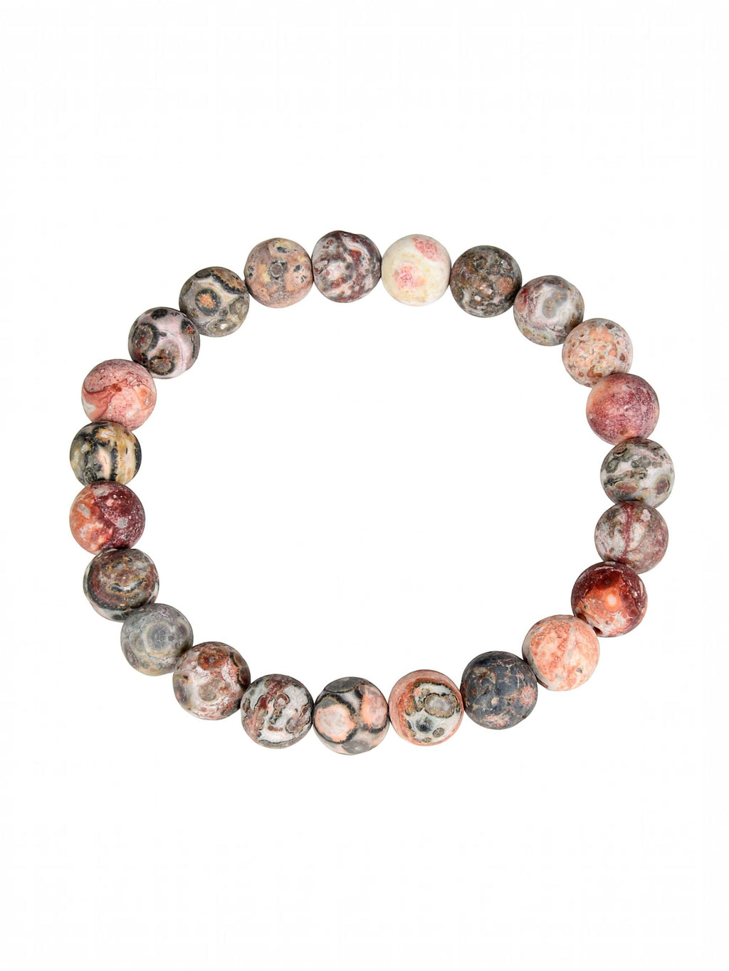 Red Leopard Skin Matte Stone Stretch Bracelet B2001-4MM - view 2