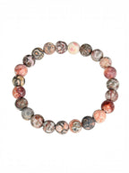 Red Leopard Skin Matte Stone Stretch Bracelet B2001-4MM - view 2