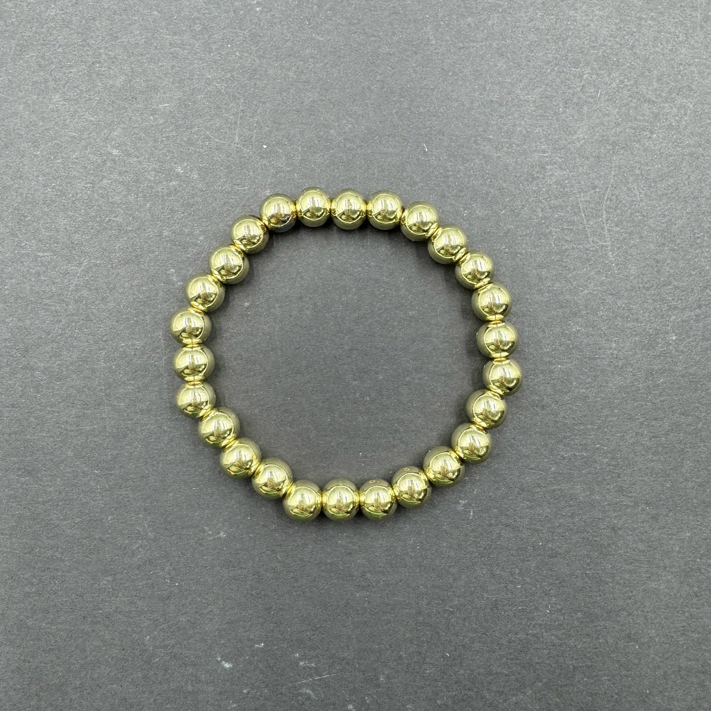 Golden Hematite Bead Stretch Bracelet B3443-Gold-8MM - view 7