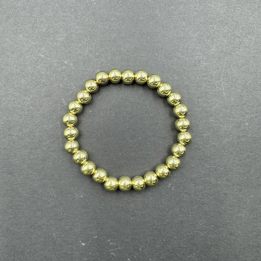 Golden Hematite Bead Stretch Bracelet B3443-Gold-8MM