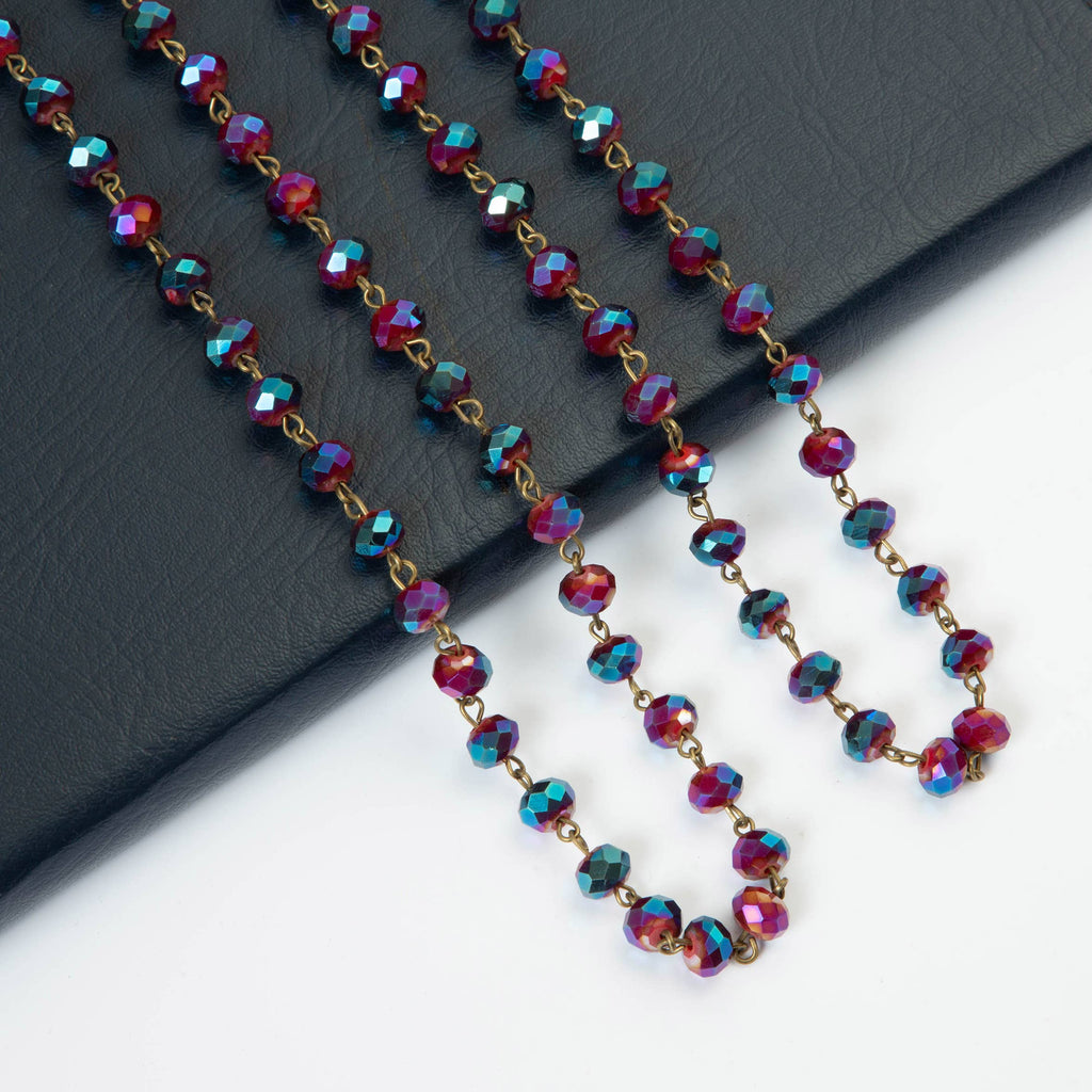 Crystal Beaded Chain Necklace N1163-150-BZ