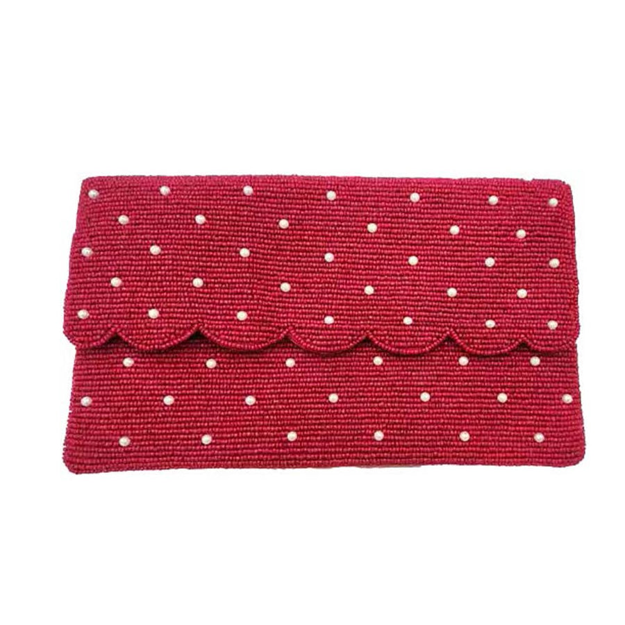 Pearl Scallop Edge Beaded Clutch LAC-SS-782