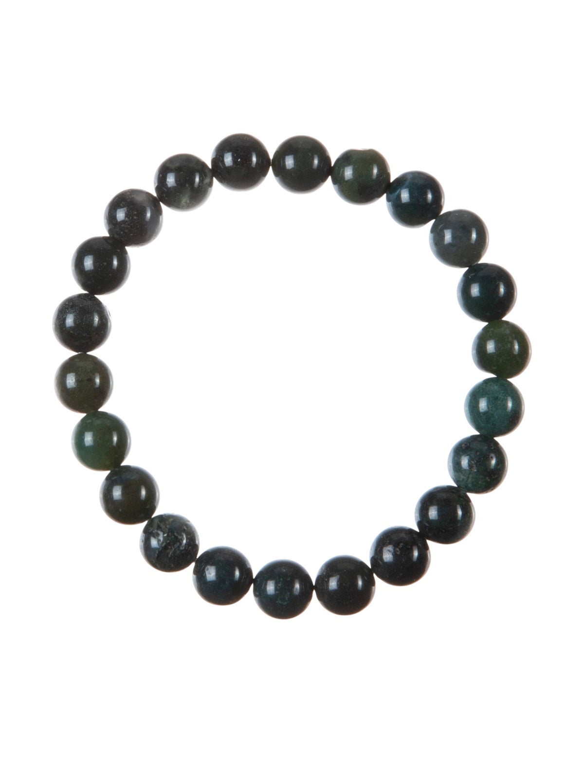 Moss Agate Stone Stretch Bracelet B3719-8MM - view 3