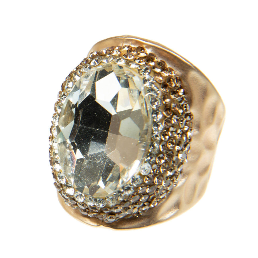 Glass Pavé Cocktail Ring R2543-Gold