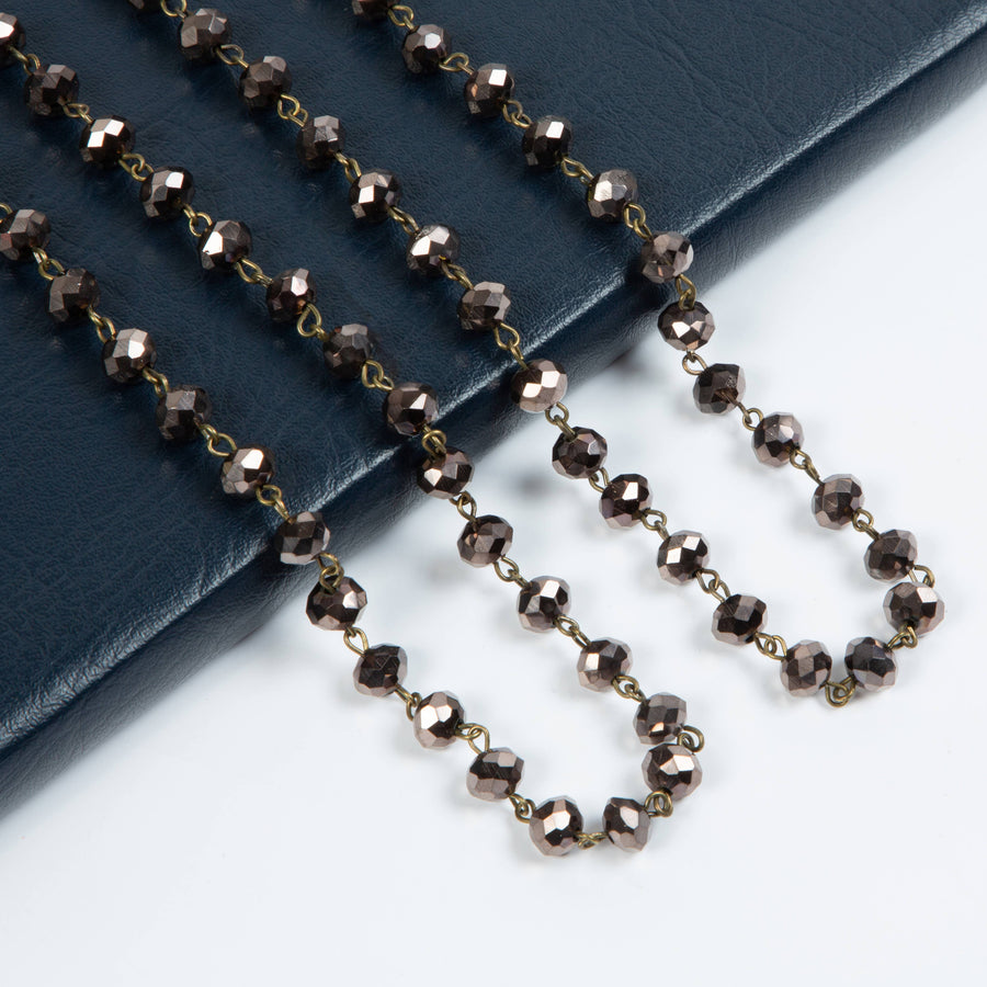 Crystal Beaded Chain Necklace N1163-65-BZ