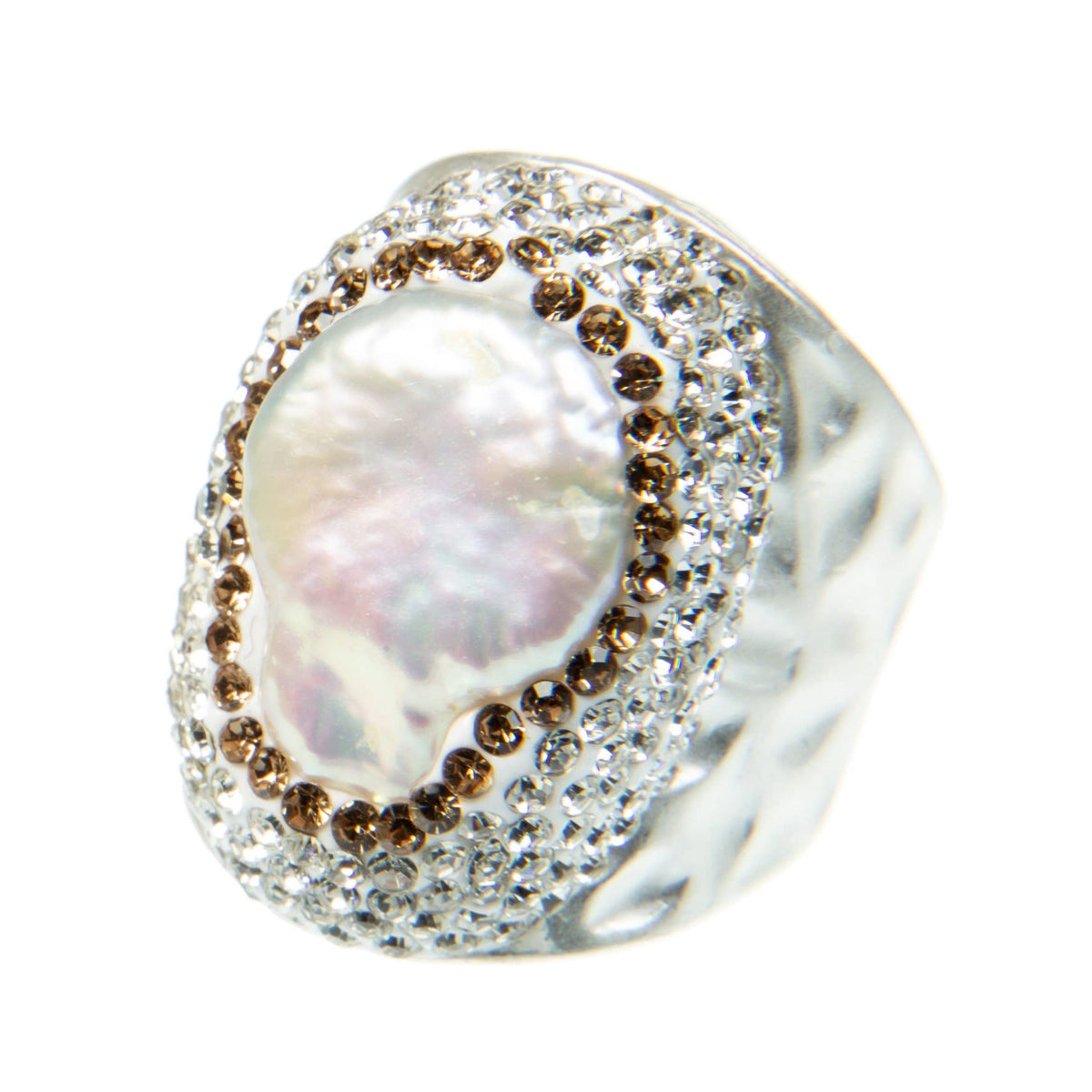 Irregular Freshwater Pearl Pavé Cocktail Ring R2530 - view 4