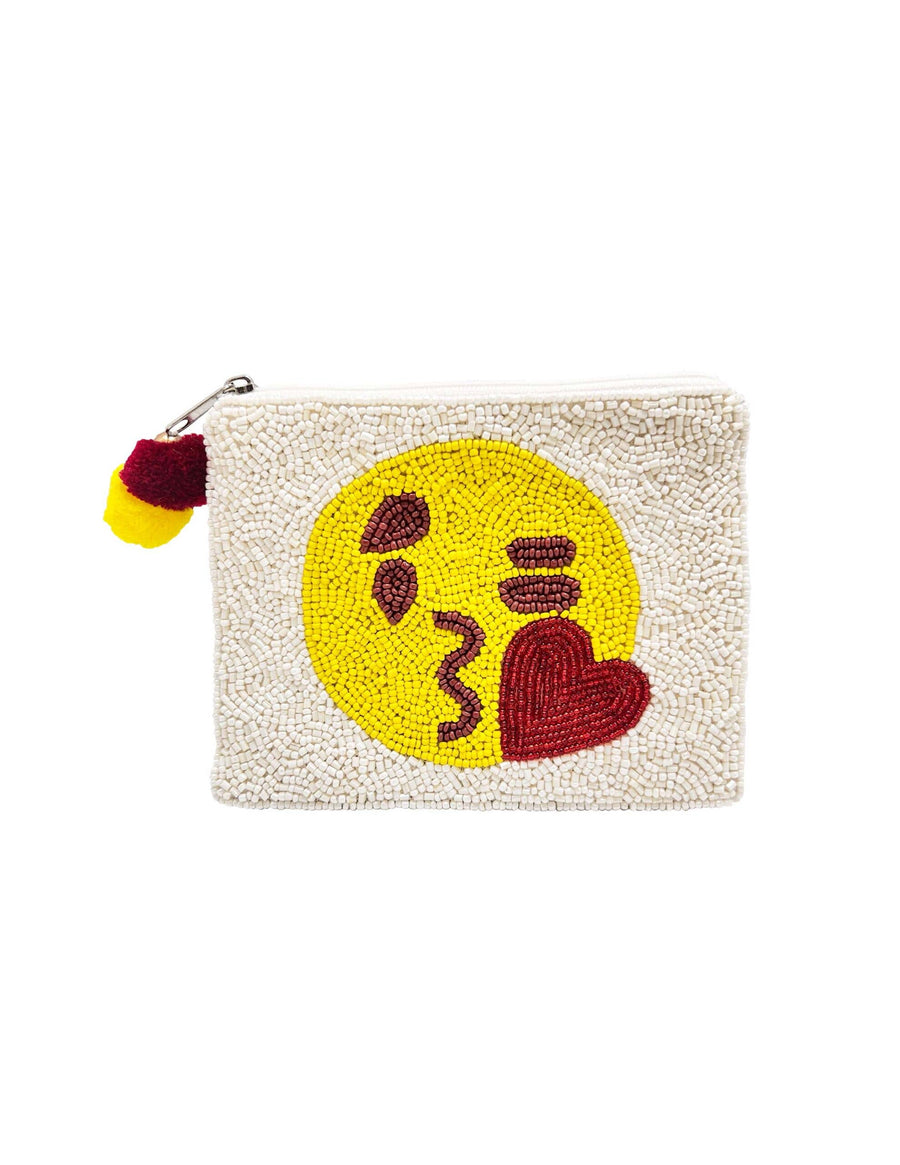 Kiss Emoji Beaded Pouch LAC-CP-1133