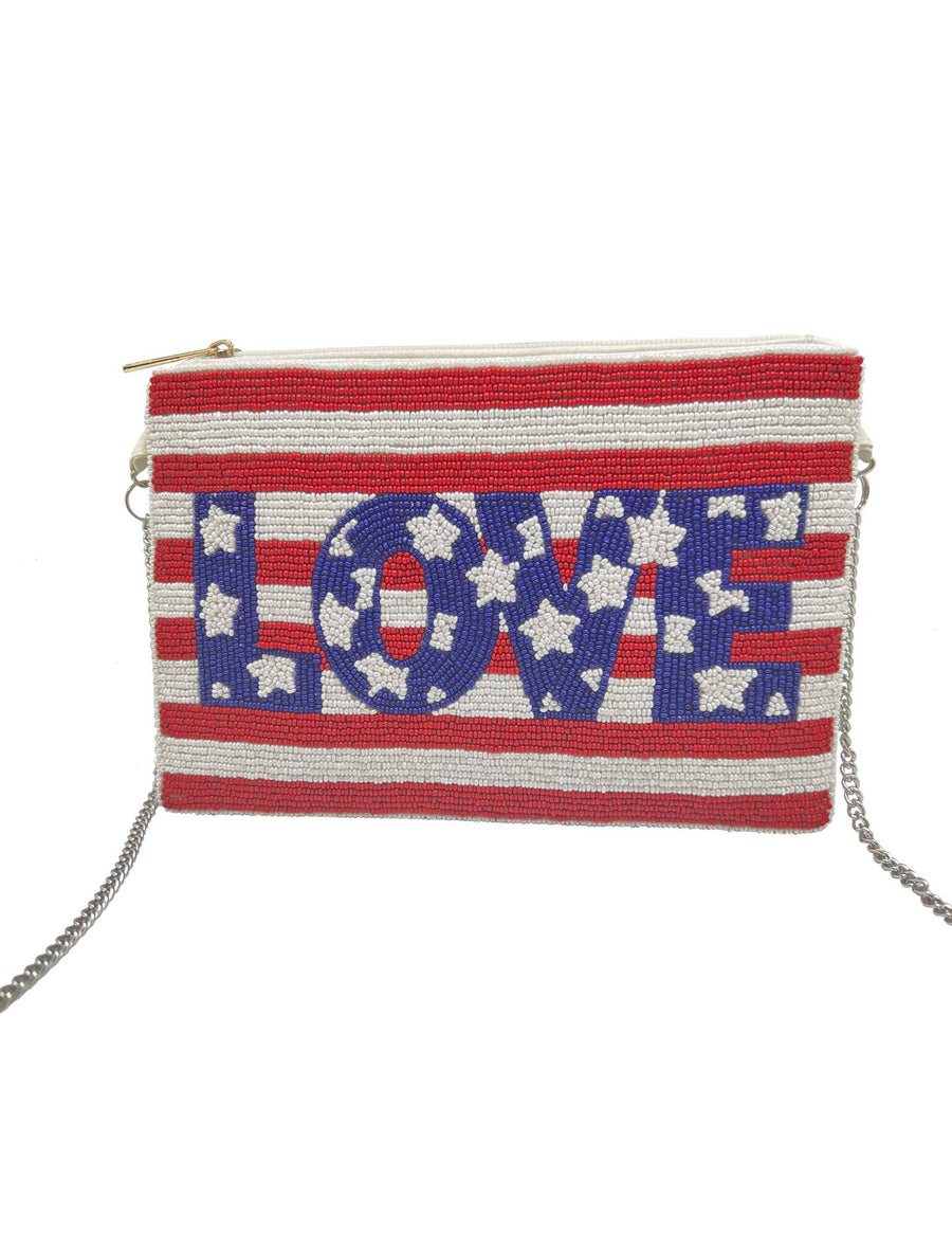 Love American Flag Beaded Clutch LAC-SS-570