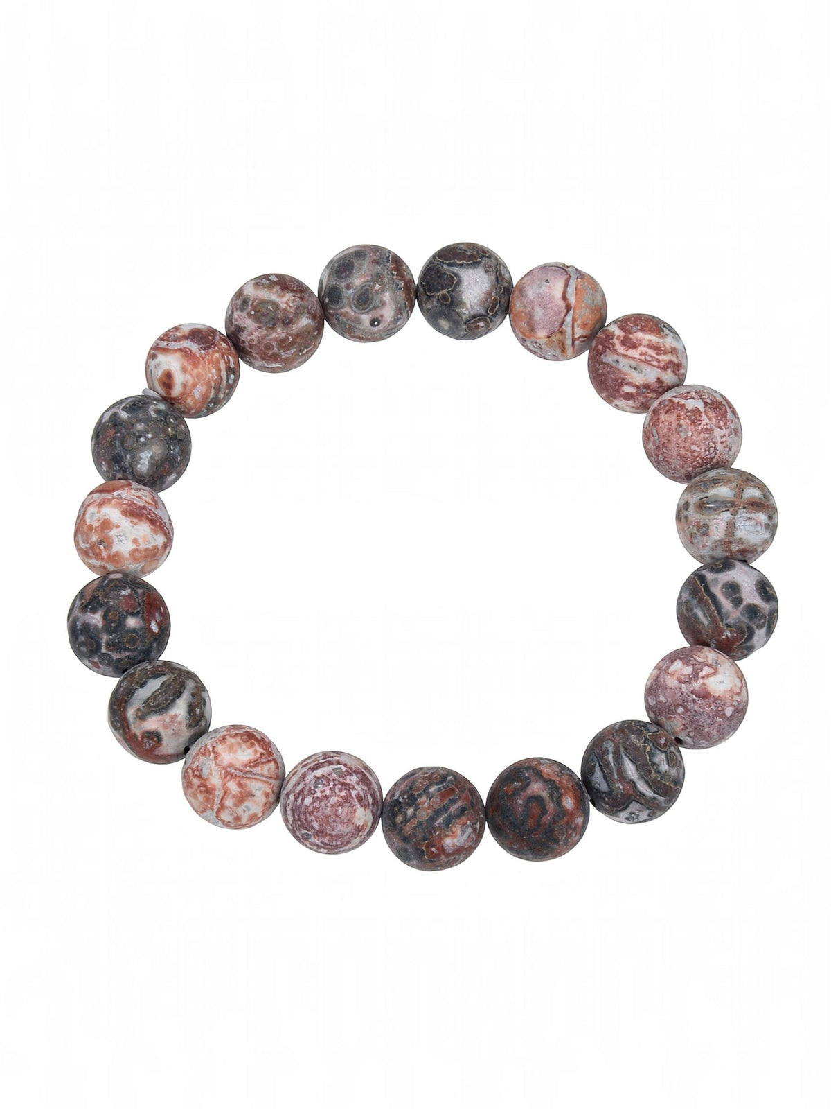 Red Leopard Skin Matte Stone Stretch Bracelet B2001-4MM - view 3