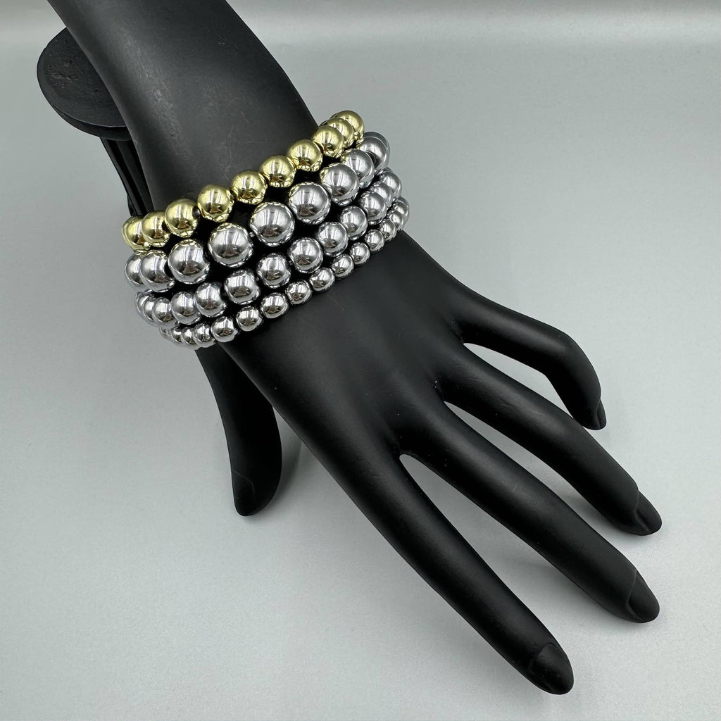 Golden Hematite Bead Stretch Bracelet B3443-Gold-8MM - view 2