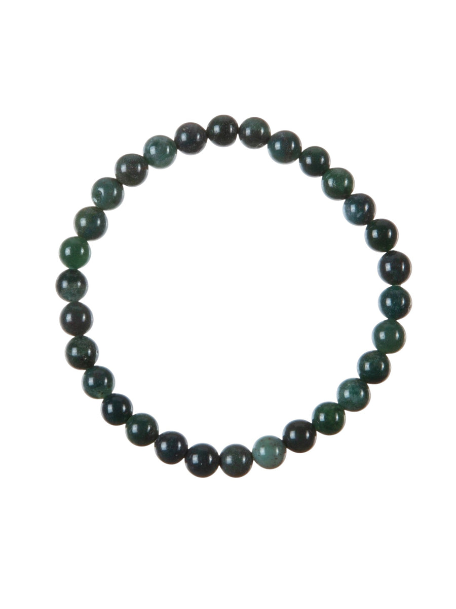 Moss Agate Stone Stretch Bracelet B3719-6MM