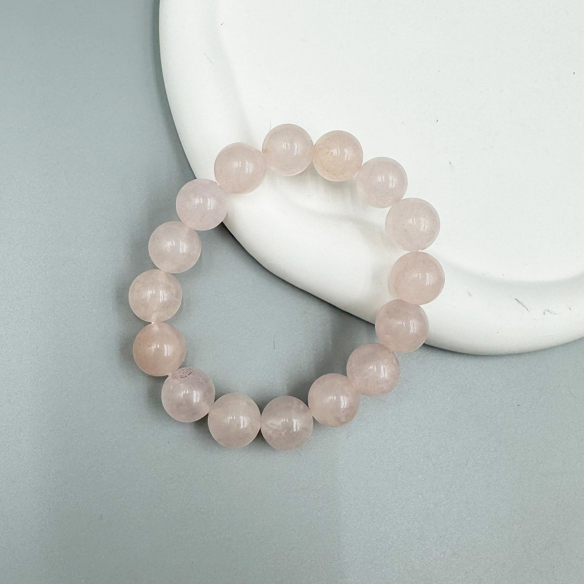 Colored Pink Jade Stone Stretch Bracelet B1593-12MM - view 5