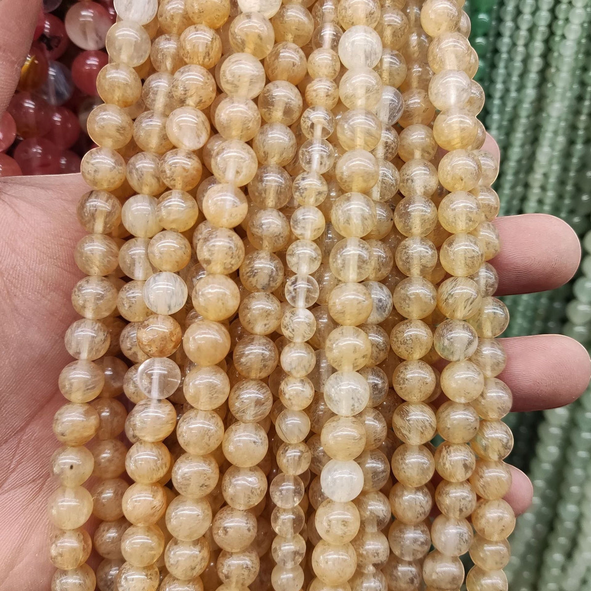 Golden Jade Stone Stretch Bracelet B1993-10MM - view 10
