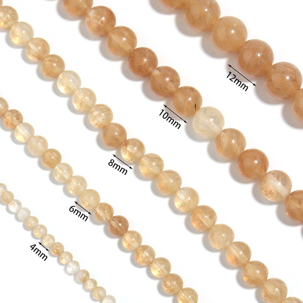 Golden Jade Stone Stretch Bracelet B1993-6MM - view 3