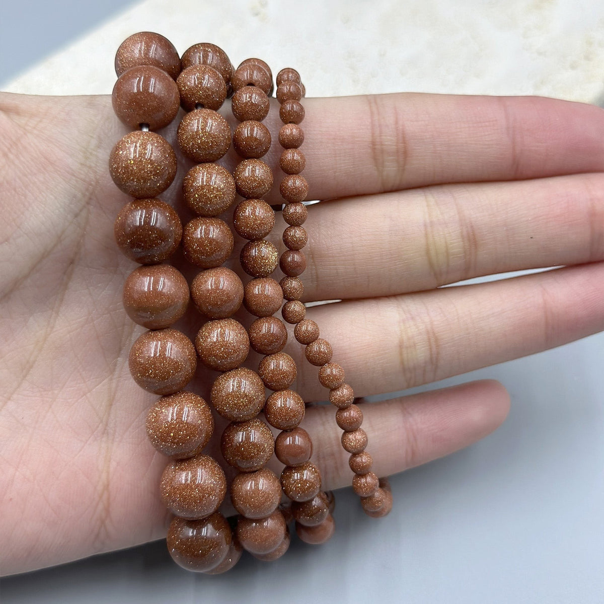 Red Gold Sandstone Bracelet B1988-12MM - view 5