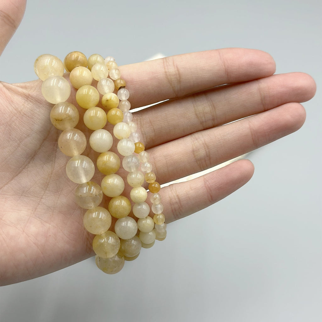 Golden Jade Stone Stretch Bracelet B1993-12MM - view 8