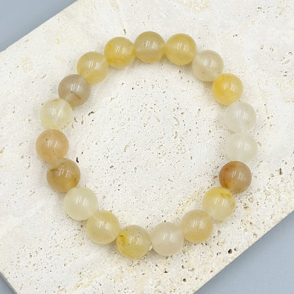 Golden Jade Stone Stretch Bracelet B1993-6MM - view 9