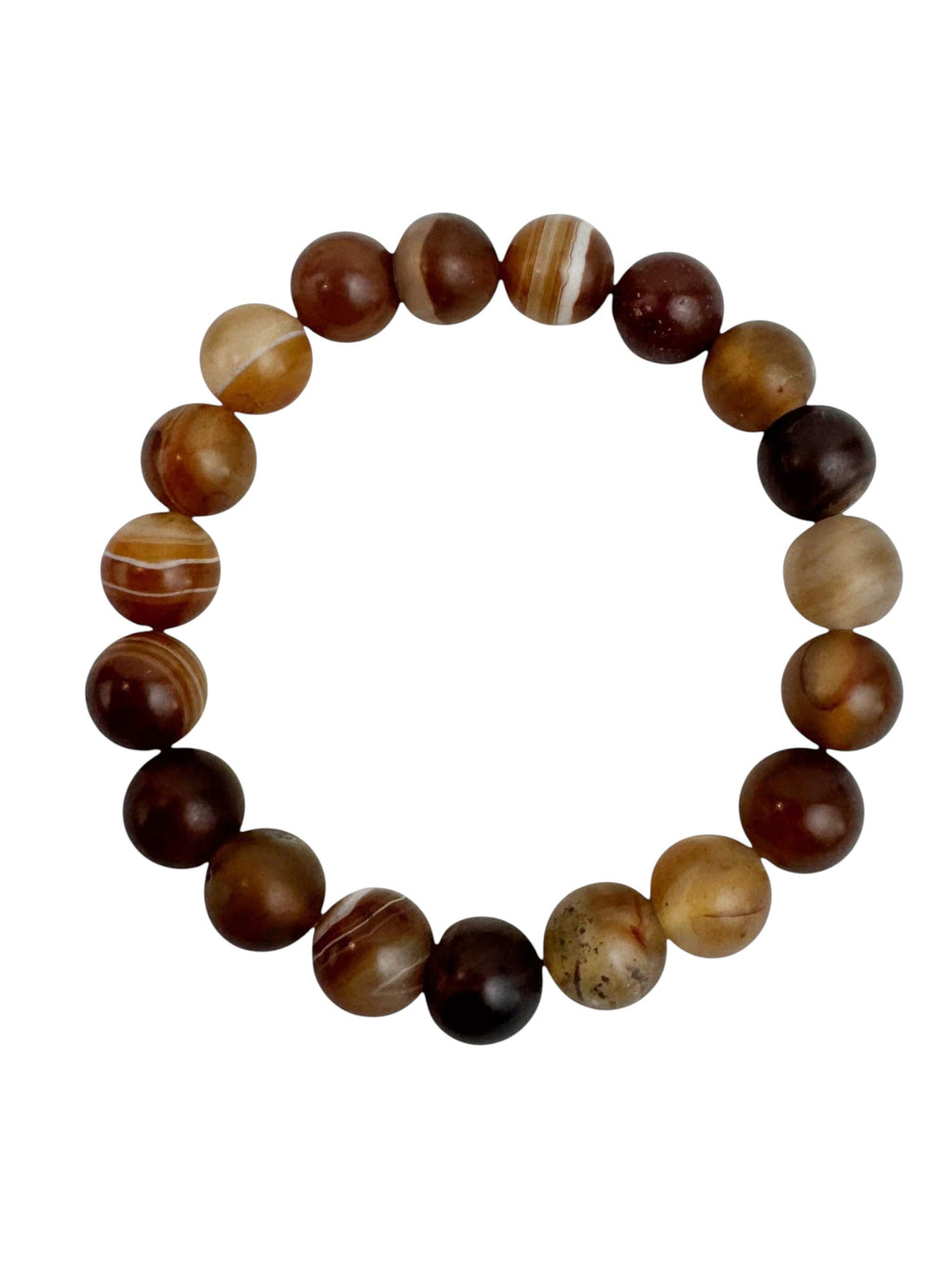 Brown Agate Matte Stone Stretch Bracelet B2053-12MM - view 2
