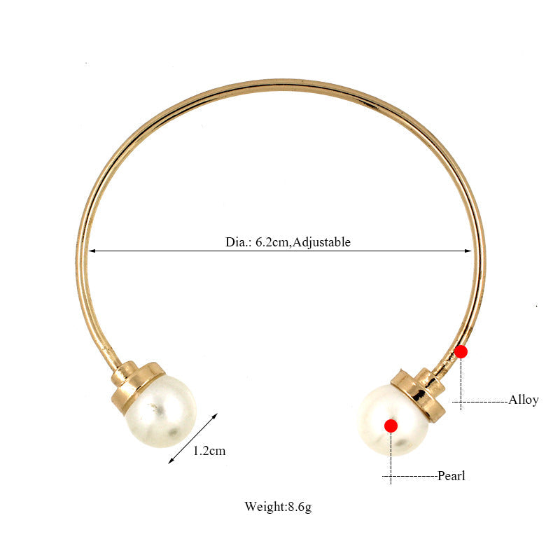 Pearl Alloy Cuff Bracelet B2159