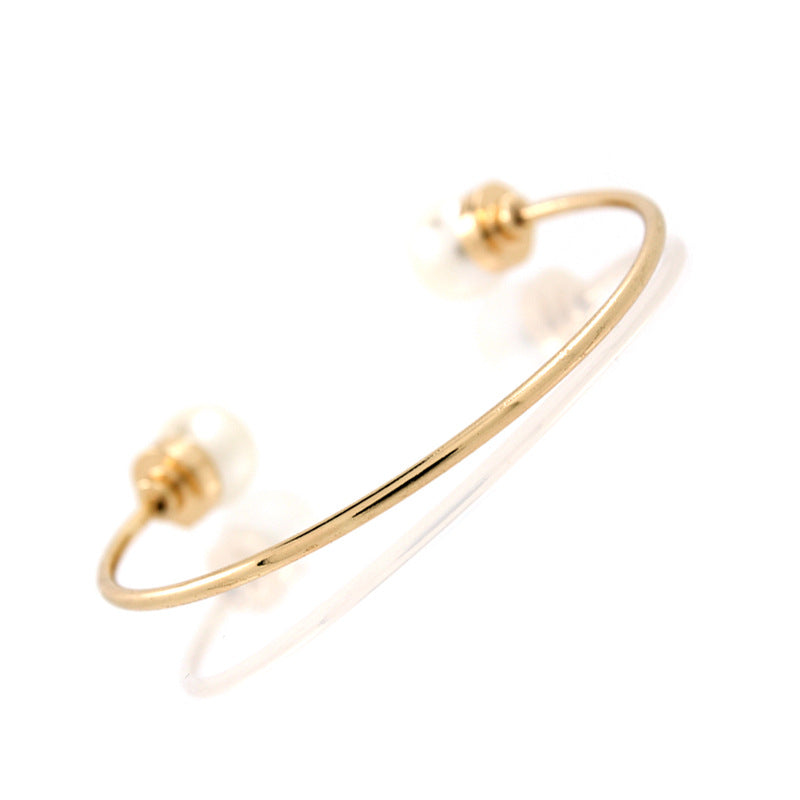 Pearl Alloy Cuff Bracelet B2159