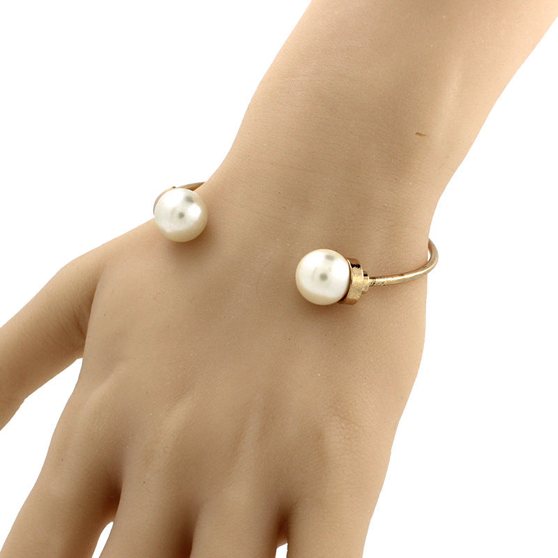 Pearl Alloy Cuff Bracelet B2159