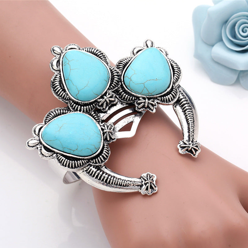 Turquoise Alloy Cuff Bracelet B2437