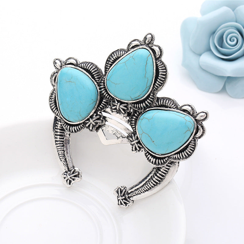 Turquoise Alloy Cuff Bracelet B2437