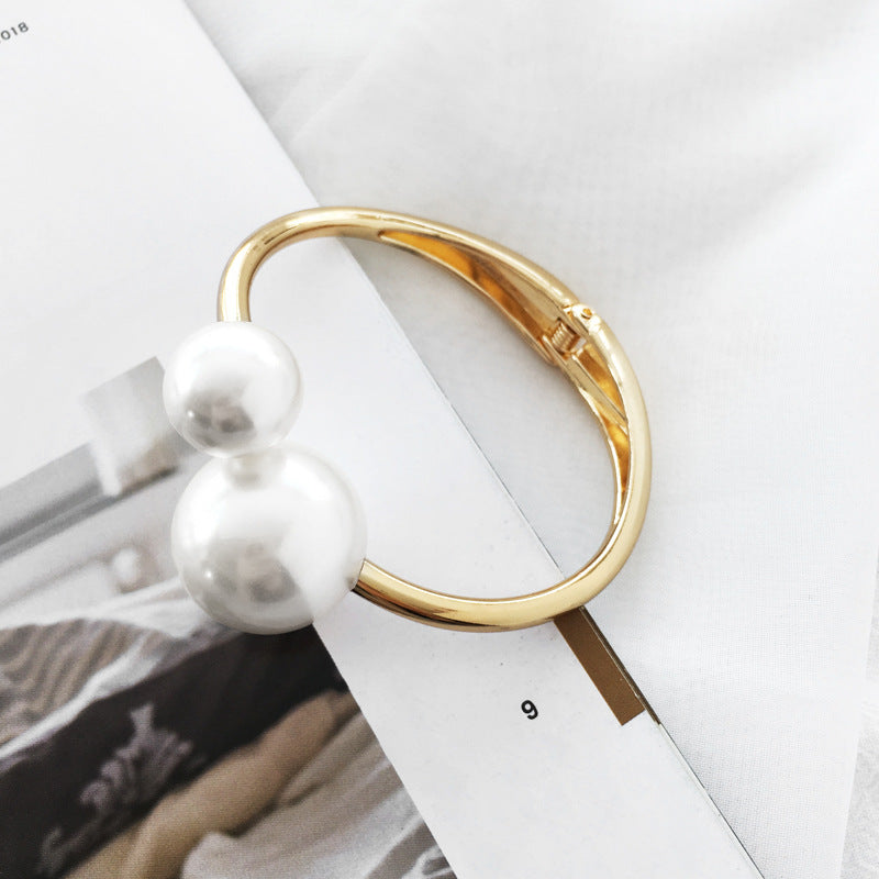 Pearl Alloy Cuff Bracelets B2514