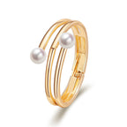 Pearl Alloy Cuff Bracelets B2517