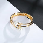 Pearl Alloy Cuff Bracelets B2517