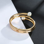 Pearl Alloy Cuff Bracelets B2517