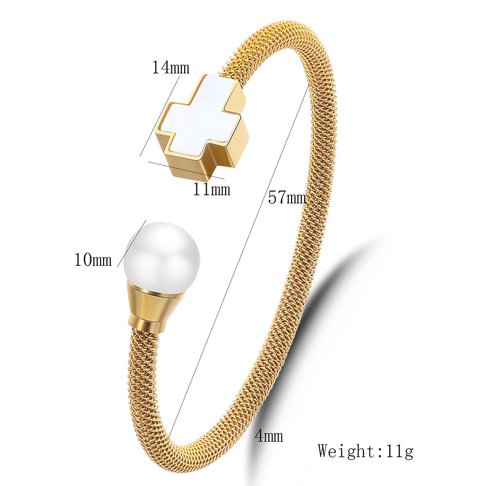 Cross Stainless Steel Cuff Bracelet B2599
