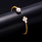 Cross Stainless Steel Cuff Bracelet B2599