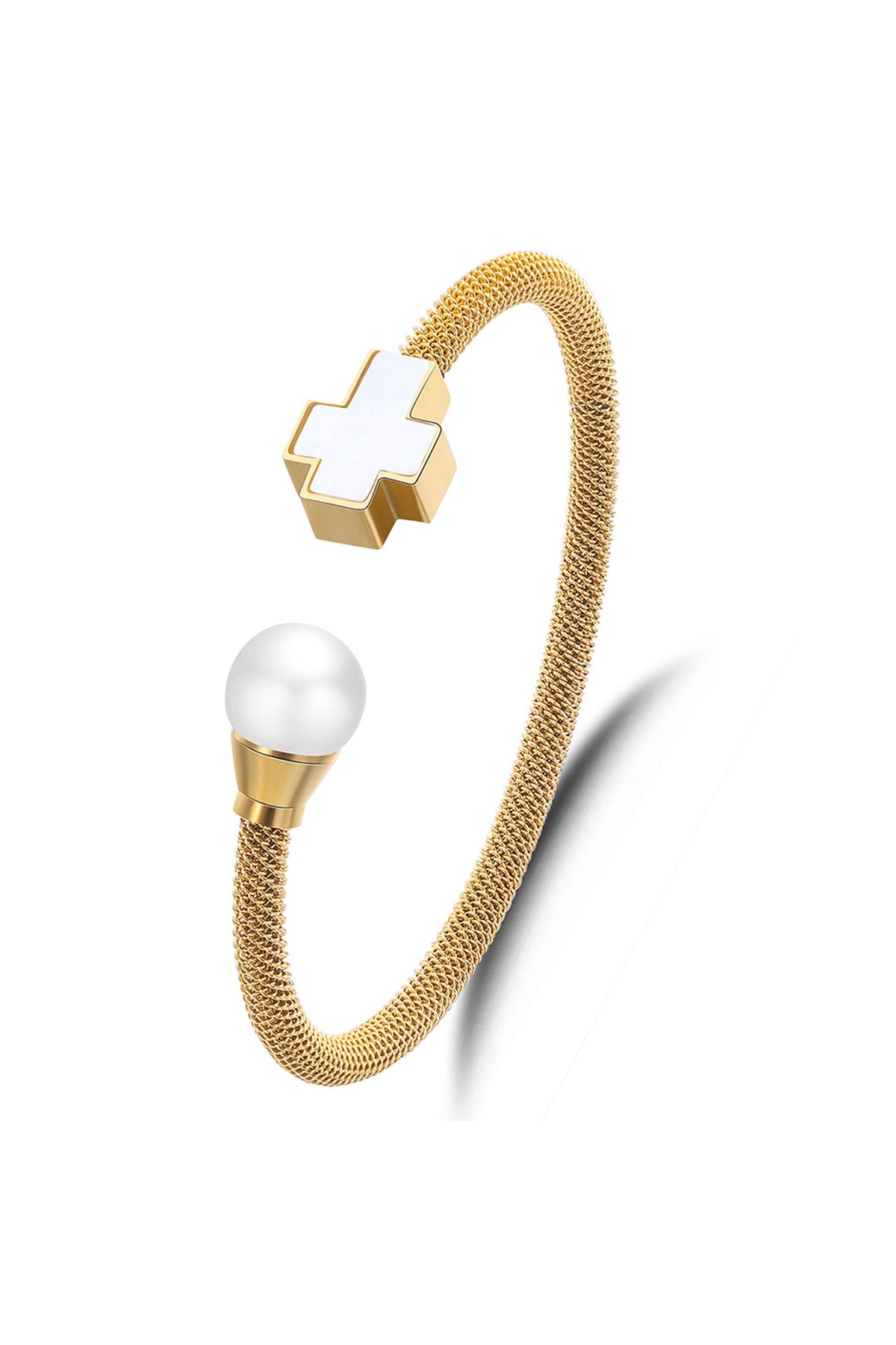 Cross Stainless Steel Cuff Bracelet B2599