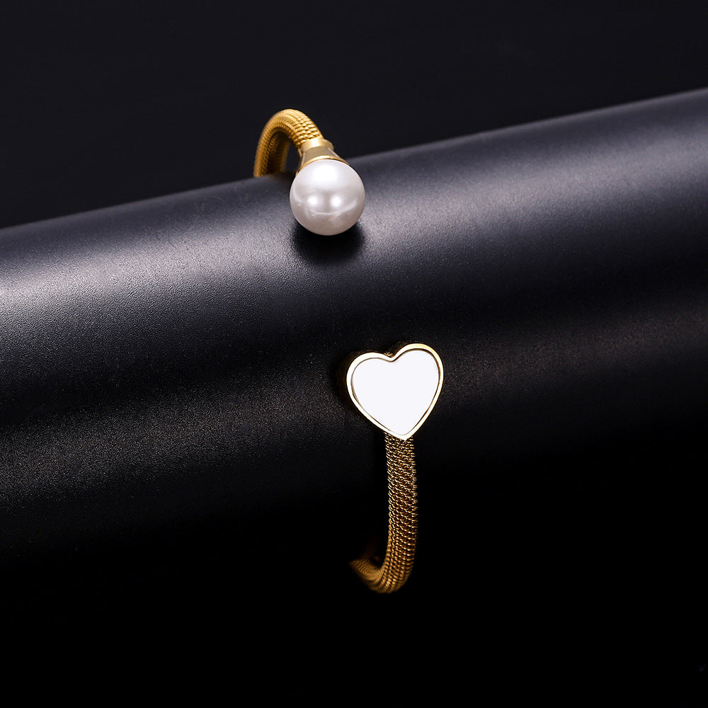 Heart Stainless Steel Cuff Bracelet B2600