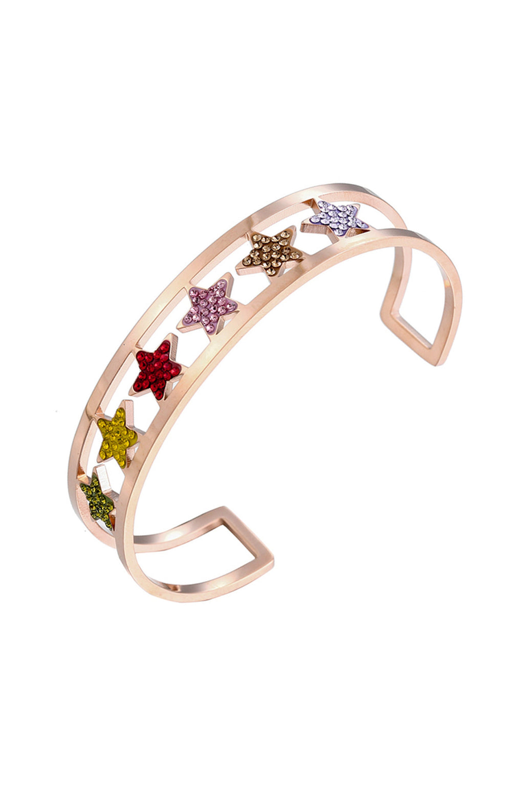 Star Rhinestone Stainless Steel Cuff Bracelet B2675
