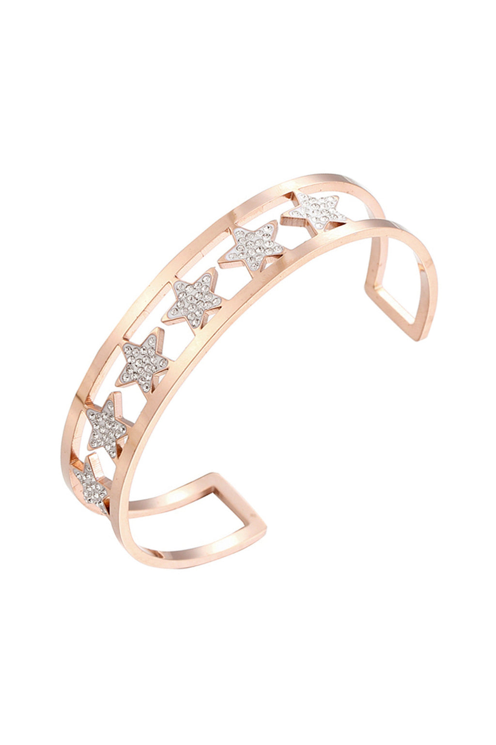 Star Rhinestone Stainless Steel Cuff Bracelet B2675
