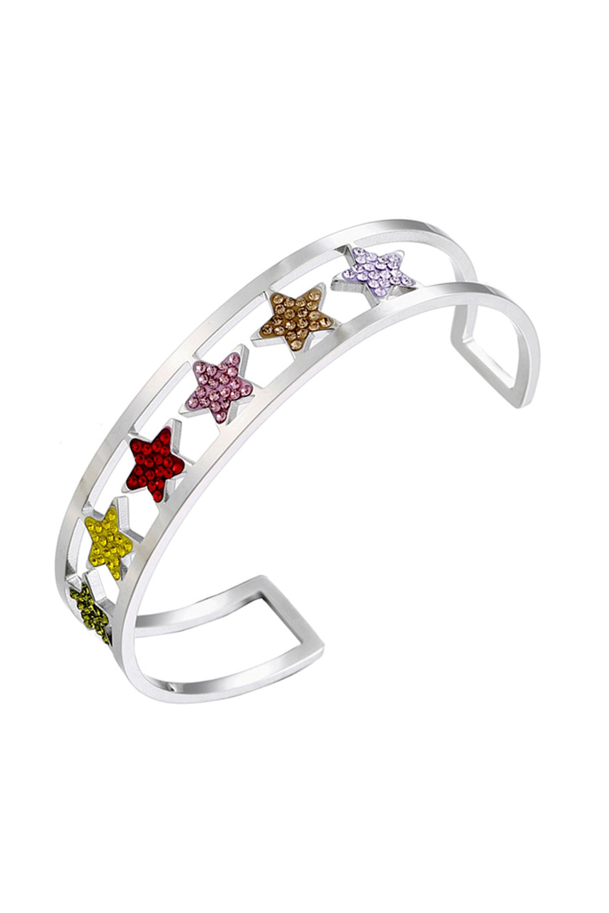Star Rhinestone Stainless Steel Cuff Bracelet B2675