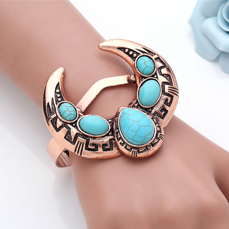 Turquoise Alloy Cuff Bracelet B2677