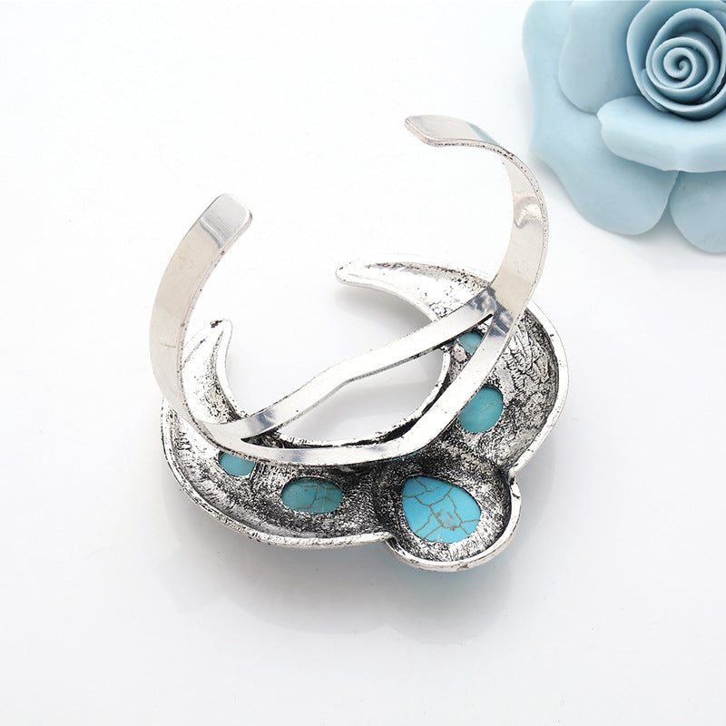 Turquoise Alloy Cuff Bracelet B2677
