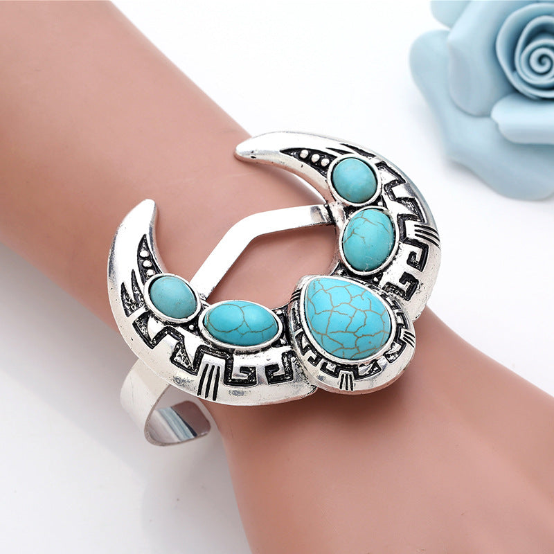 Turquoise Alloy Cuff Bracelet B2677