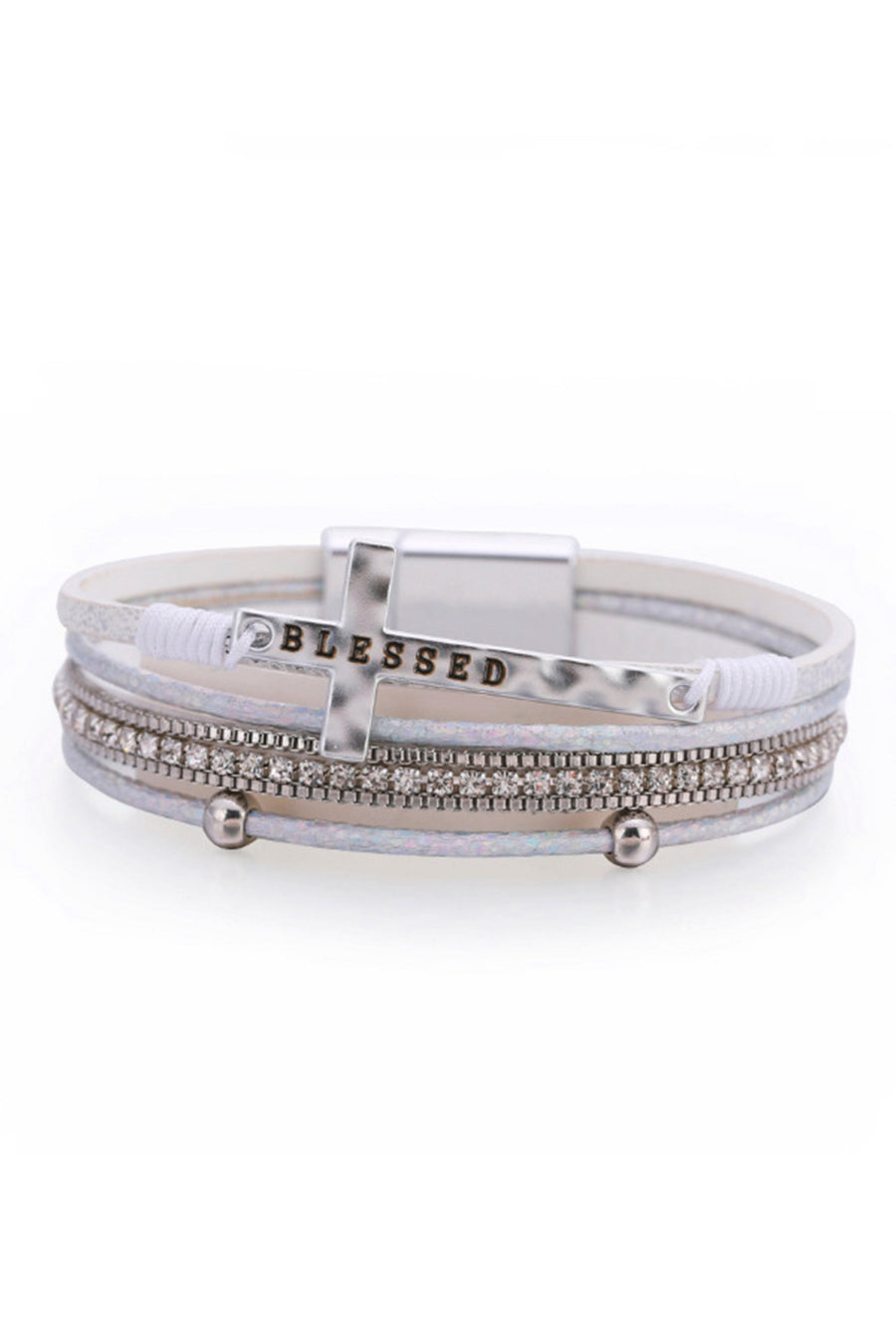 Cross Pu Leather Magnetic Bracelet B2818