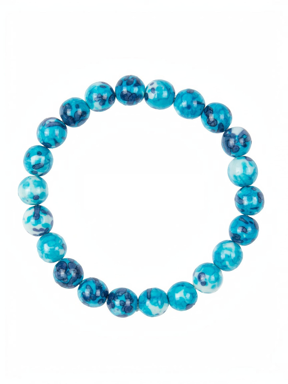 Blue White Rain Color Stone Stretch Bracelet B2927-8MM