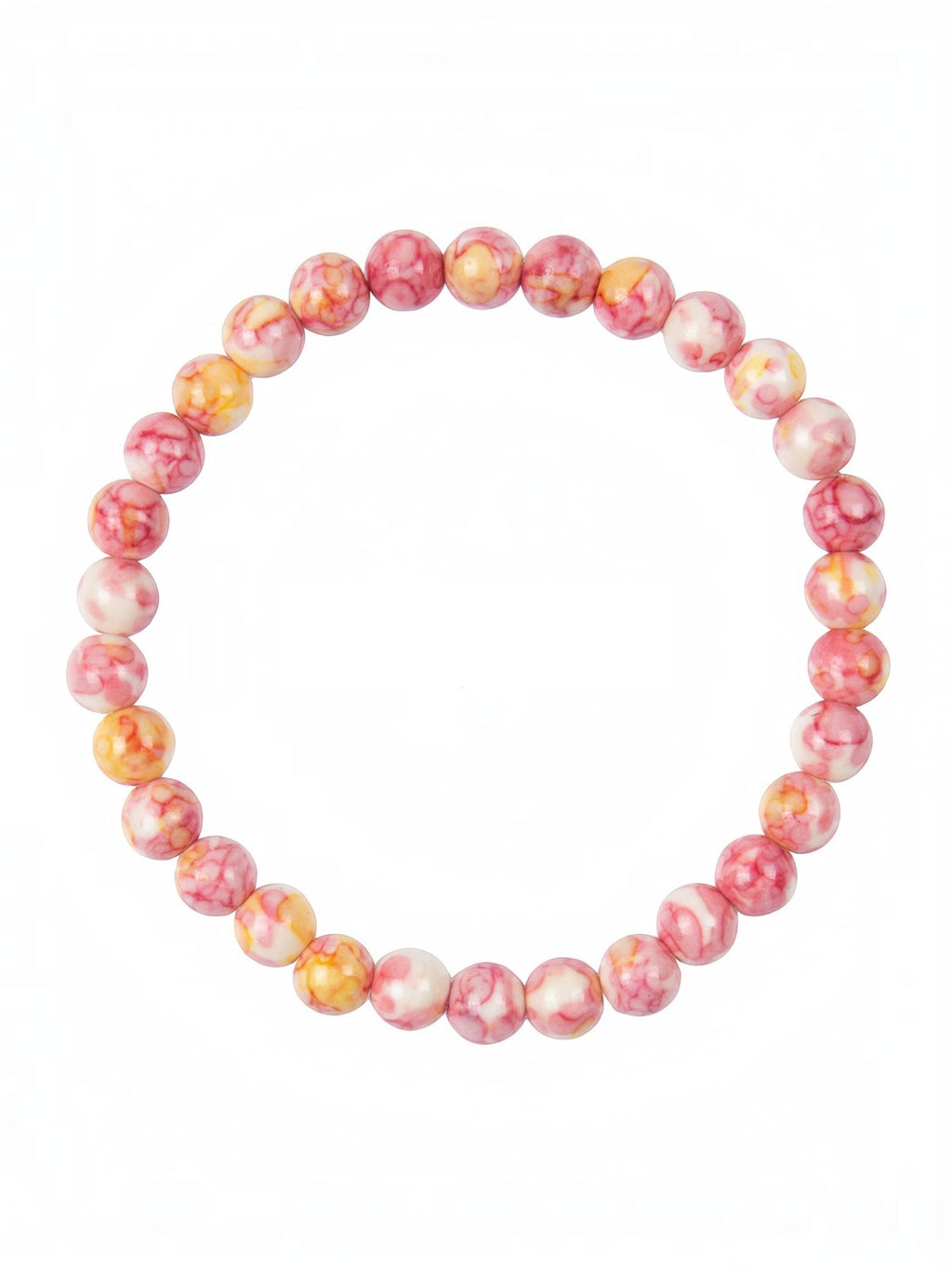Pink Yellow Rain Color Stone Stretch Bracelet B2928-10MM - view 2