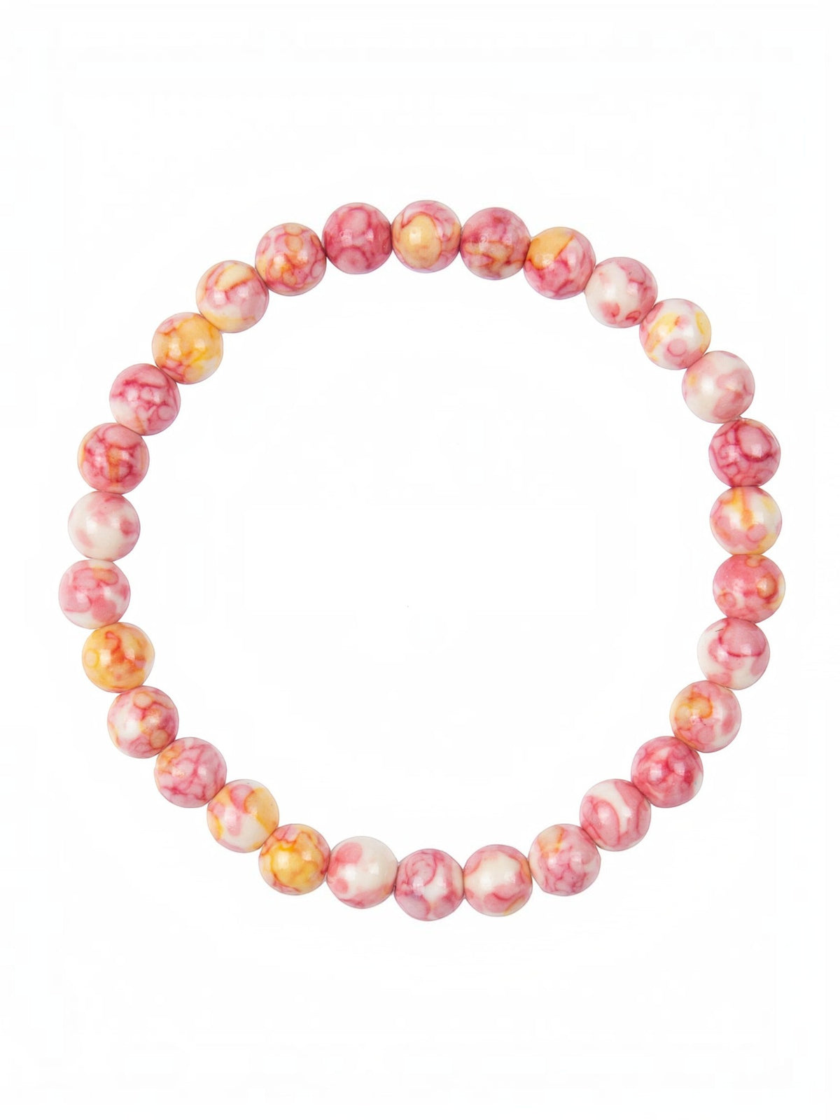 Pink Yellow Rain Color Stone Stretch Bracelet B2928-10MM - view 2