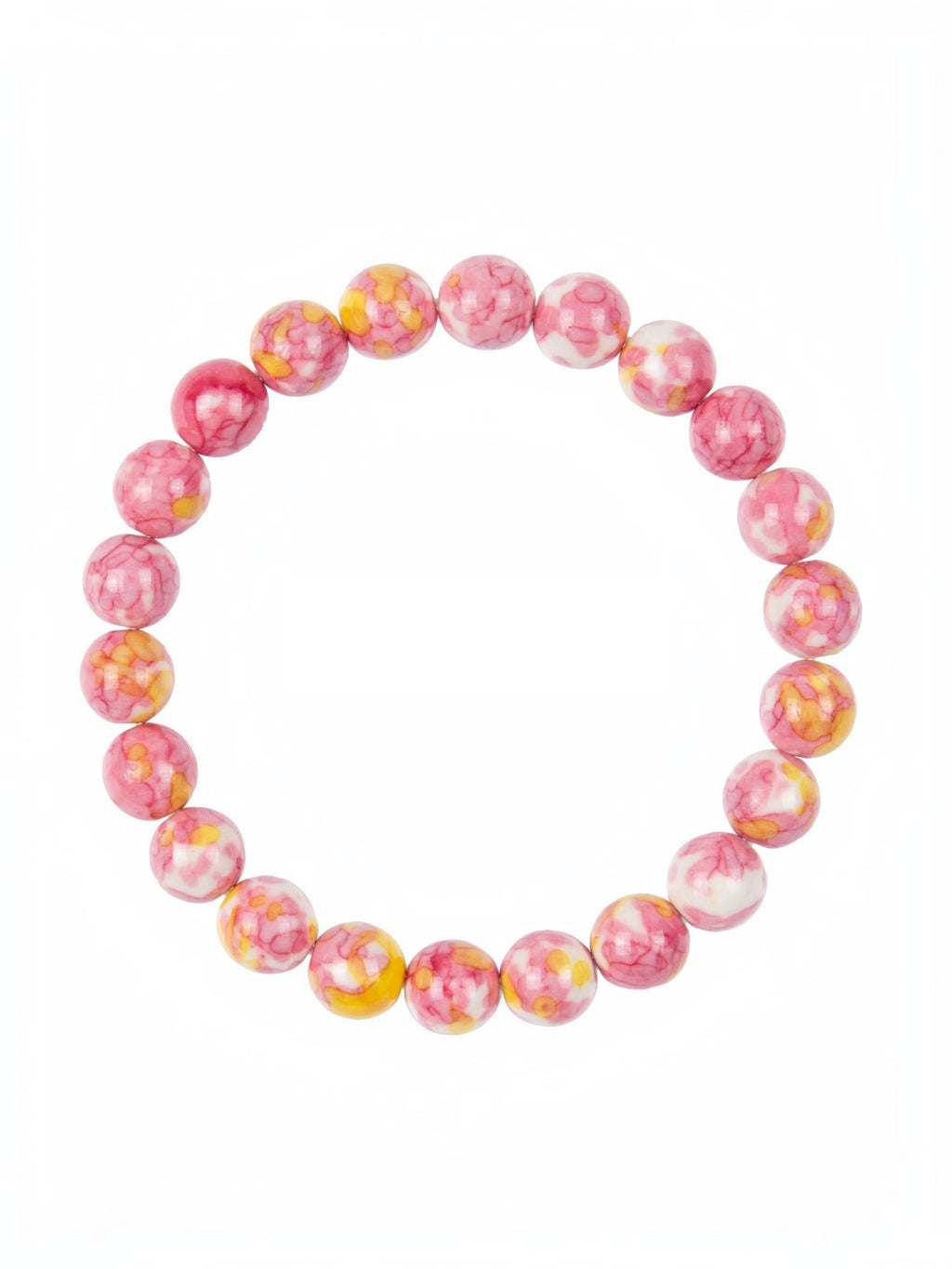 Pink Yellow Rain Color Stone Stretch Bracelet B2928-10MM