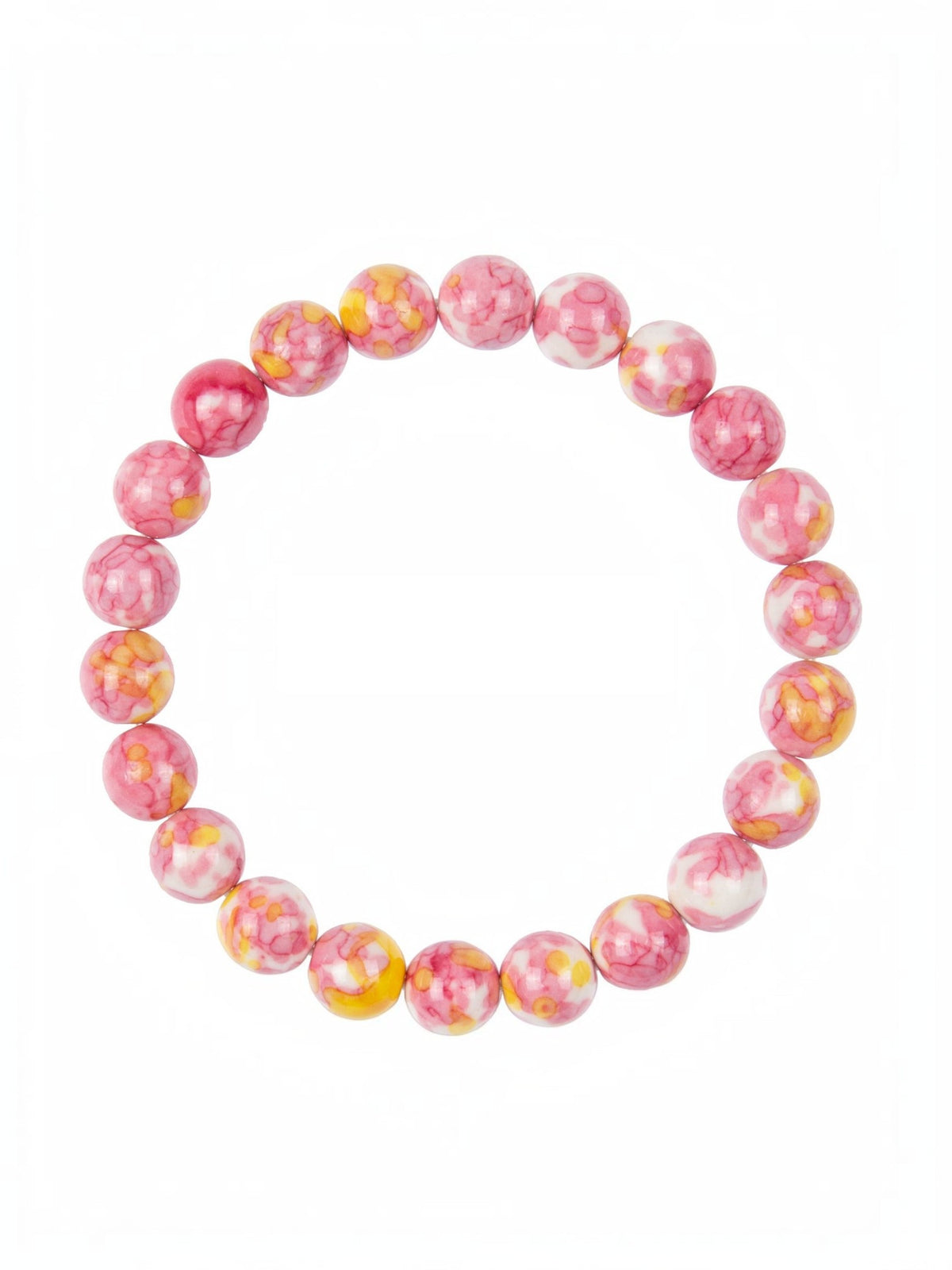 Pink Yellow Rain Color Stone Stretch Bracelet B2928-10MM