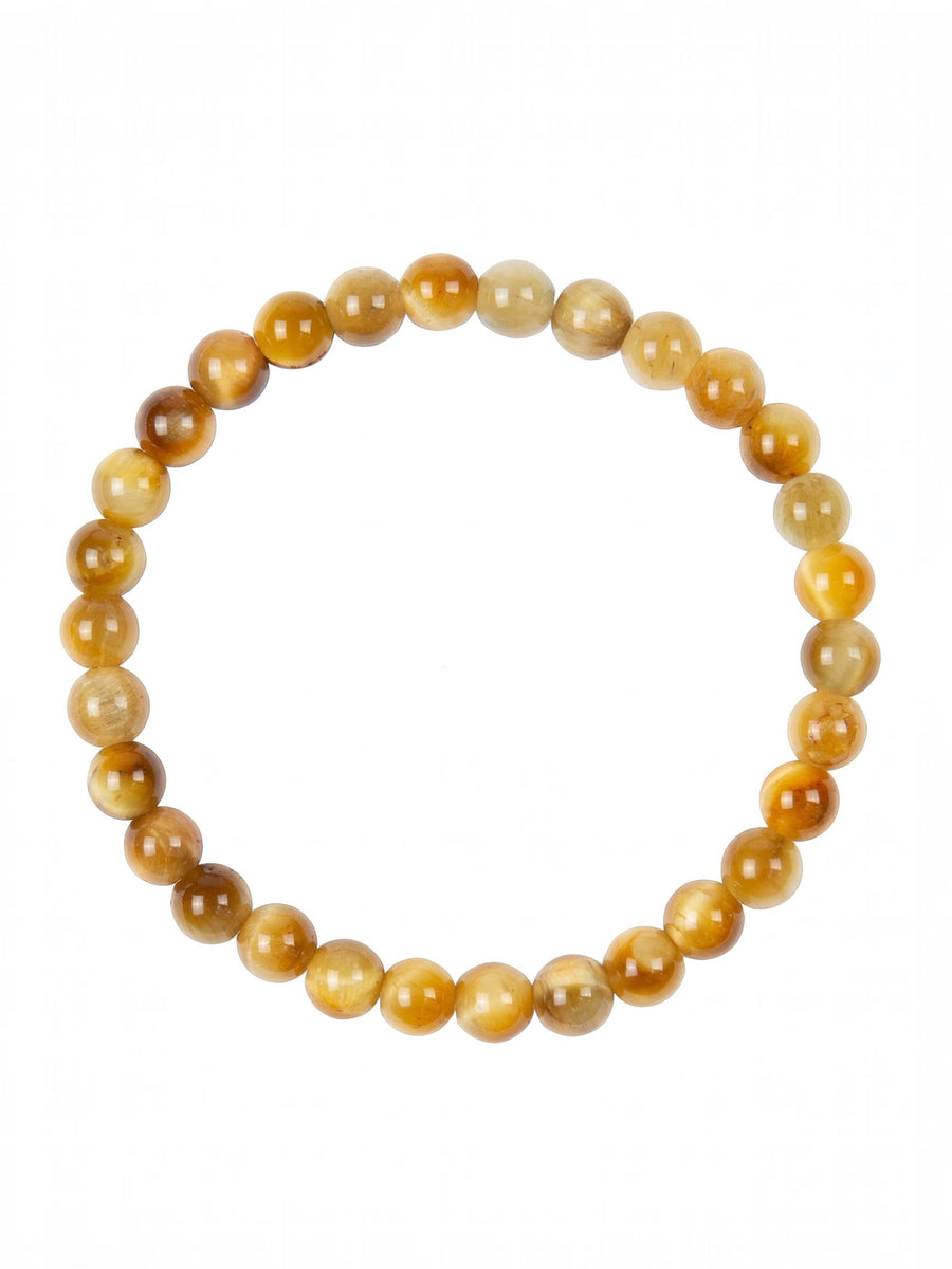 Colored Gold Tiger Eye Stone Stretch Bracelet B2973-6MM