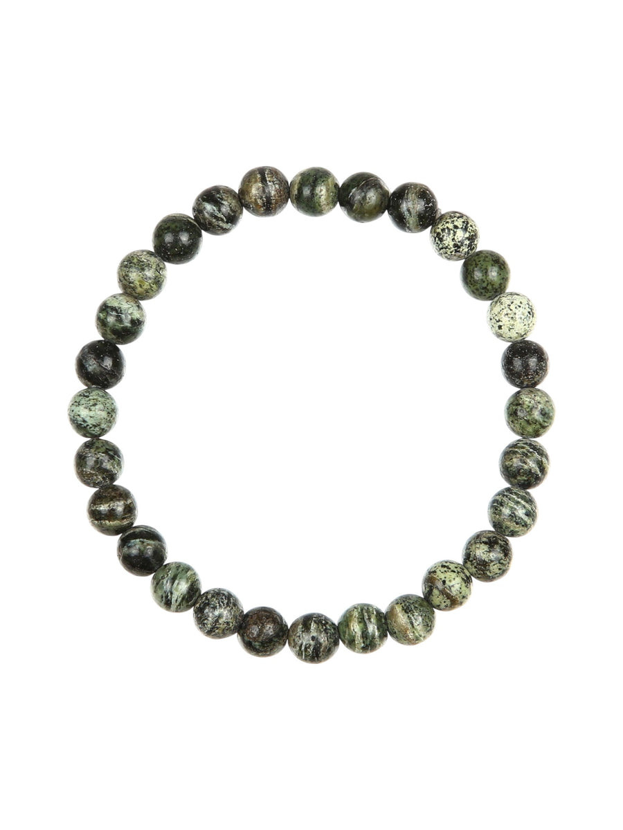 Green Zebra Jasper Stone Stretch Bracelet B2978-6MM